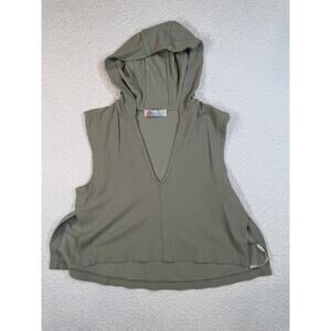 FP Beach Free People Day Tripper Sleeveless Hoodie sage green size xs waffleknit
